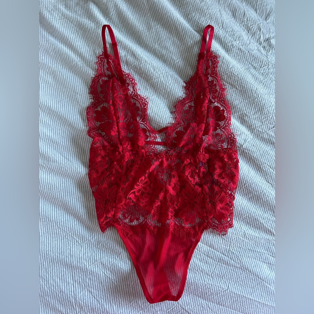 Adore Me Red Lingerie bodysuit